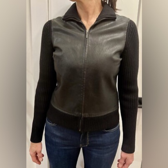 Vintage Banana Republic Goat Leather Wool
Ribbed Y2K Bomber Jacket Black XS - Picture 7 of 9